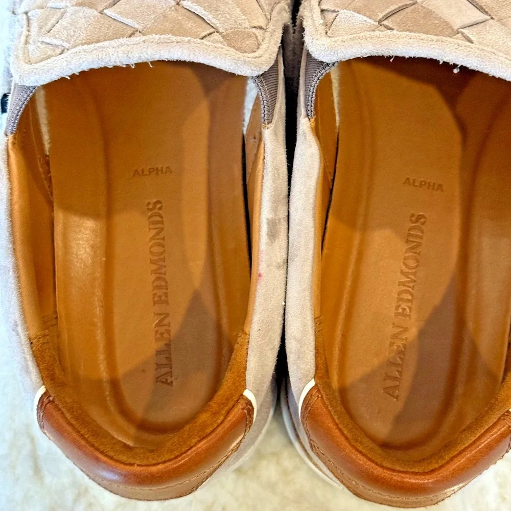 Allen Edmonds Men's Beige Alpha Woven Suede Slip-On Sneakers‎ Size 10.5 3E